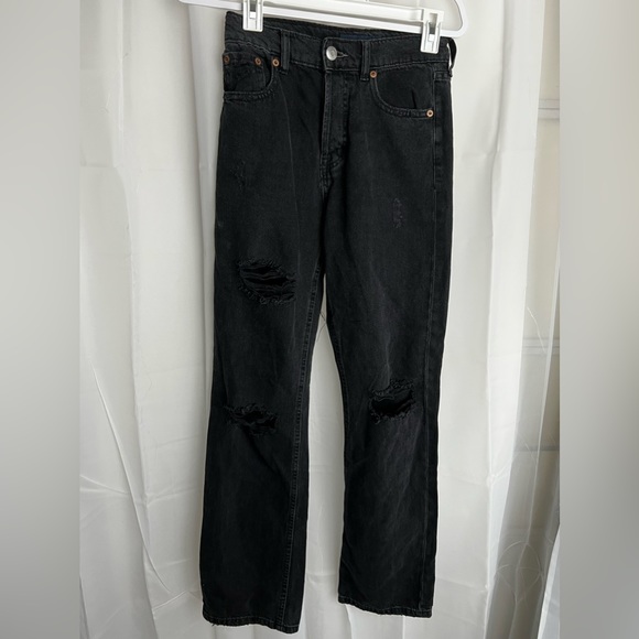 AéRopostale, 90s baggy jeans Women’s Size 0 Black distressed - Picture 5 of 8